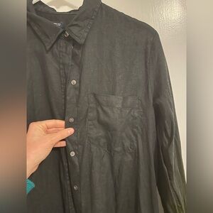 Gap 100% Linen Boyfriend Shirt in Black